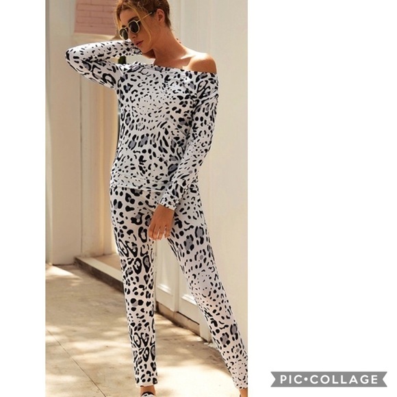 Relax: Two Piece Black & White Top & Pants - Picture 3 of 4